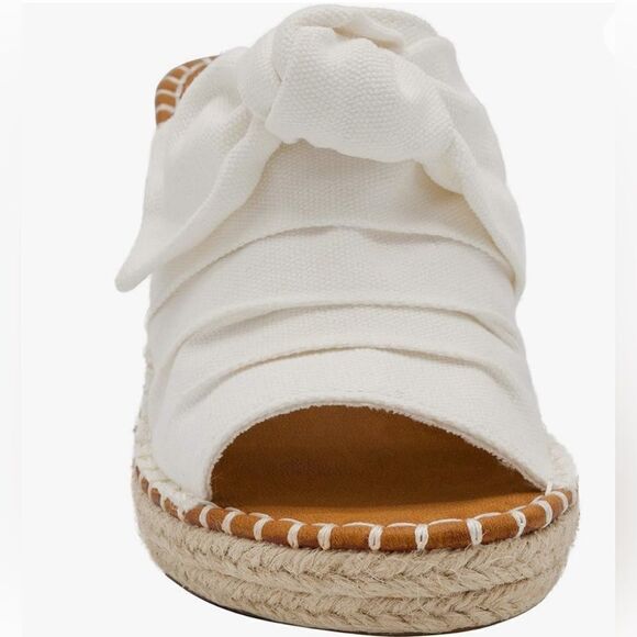 London Fog Size 11 Heidi classic Espadille wedge sandal white - Picture 10 of 12